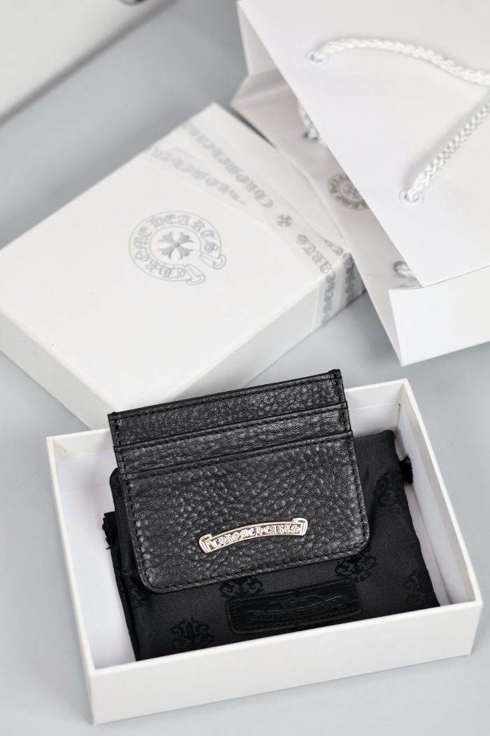 クロムハーツ Chrome Hearts ダブルサイド ブラックレザー＆シルバー カードケース