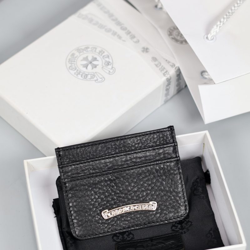 クロムハーツ Chrome Hearts ダブルサイド ブラックレザー＆シルバー カードケース