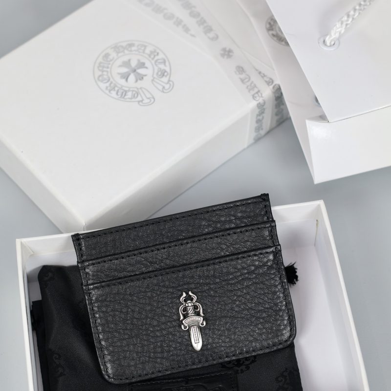 クロムハーツ Chrome Hearts ブラックレザー ダガー装飾 カードケース