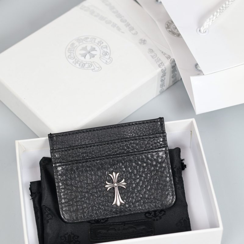 クロムハーツ Chrome Hearts ブラックレザー CHクロス装飾 カードケース