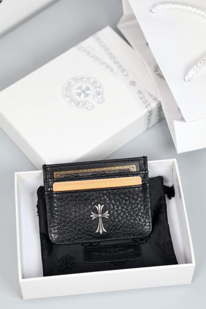 クロムハーツ Chrome Hearts ブラックレザー  CHクロス装飾 カードケース - 画像 (3)