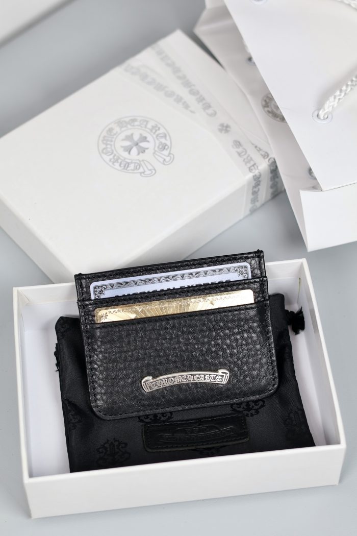 クロムハーツ Chrome Hearts ブラックレザー  CHクロス装飾 カードケース - 画像 (4)