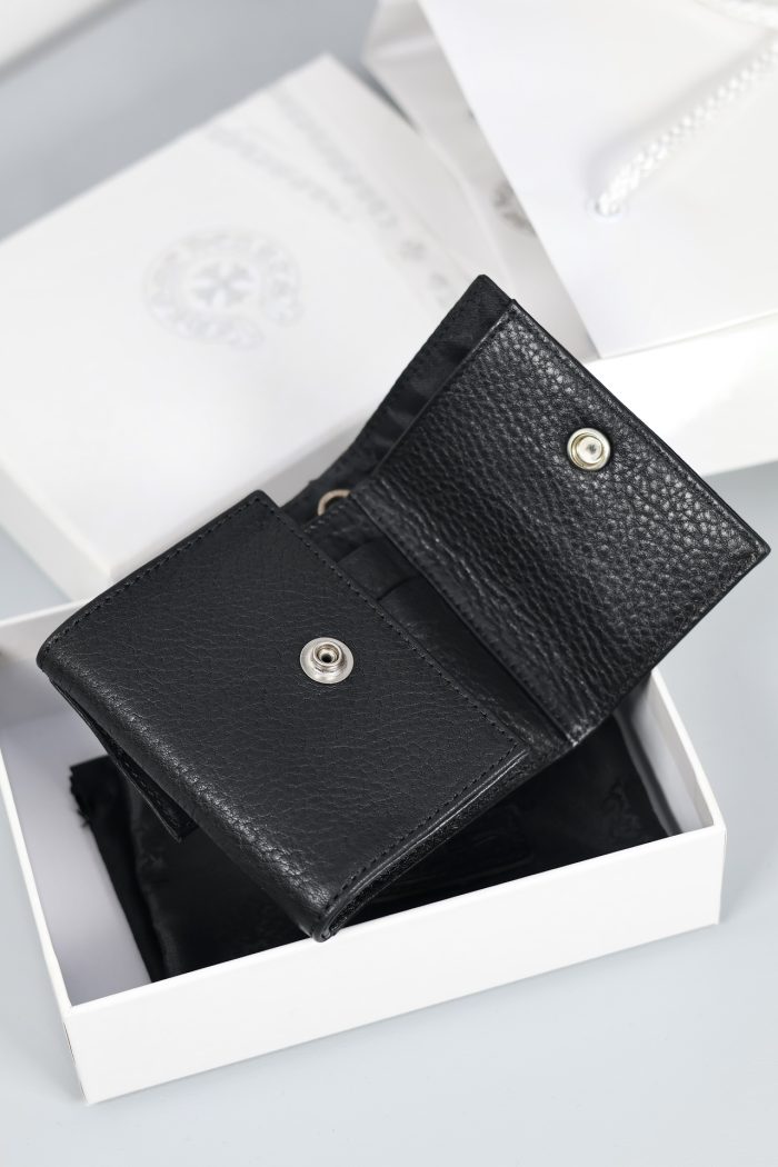 クロムハーツ CHROME HEARTS ウォレット ブラックヘビーレザー クロス＆ホースシューボタン付き - 画像 (8)