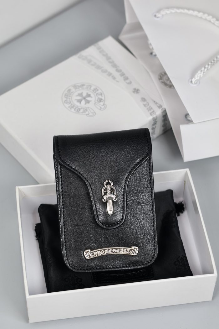 クロムハーツ CHROME HEARTS ダガー ベルトポーチ シガレットケース ブラックレザー