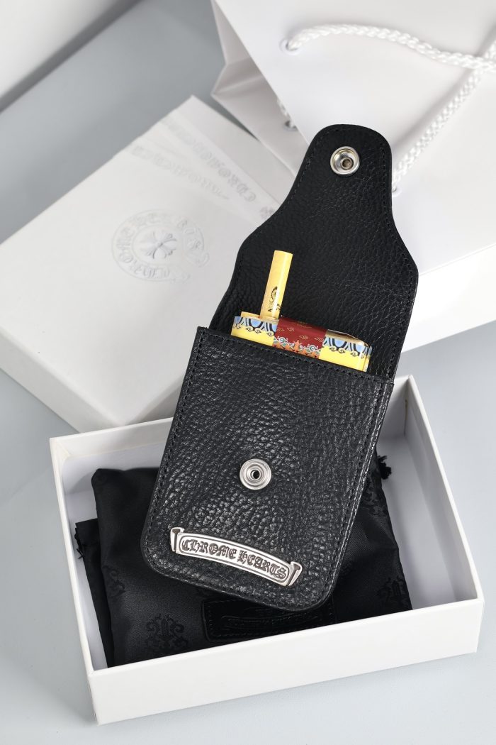 クロムハーツ CHROME HEARTS CHクロスデザイン ベルトポーチ シガレットケース ブラックレザー - 画像 (7)