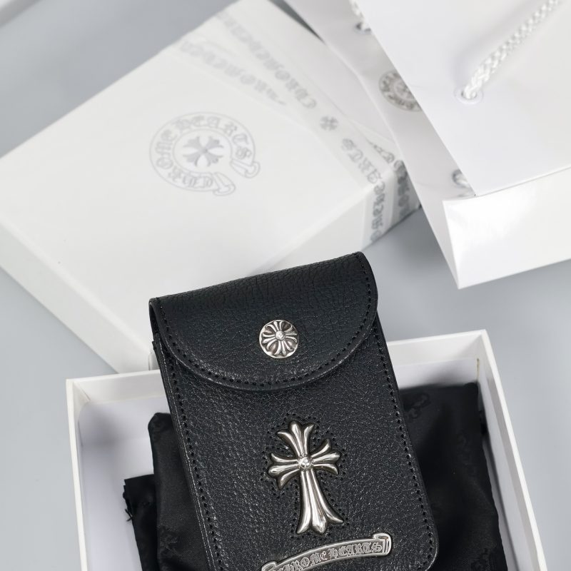 クロムハーツ CHROME HEARTS CHクロス ベルトポーチ スモールサイズ シガレットケース ブラックレザー