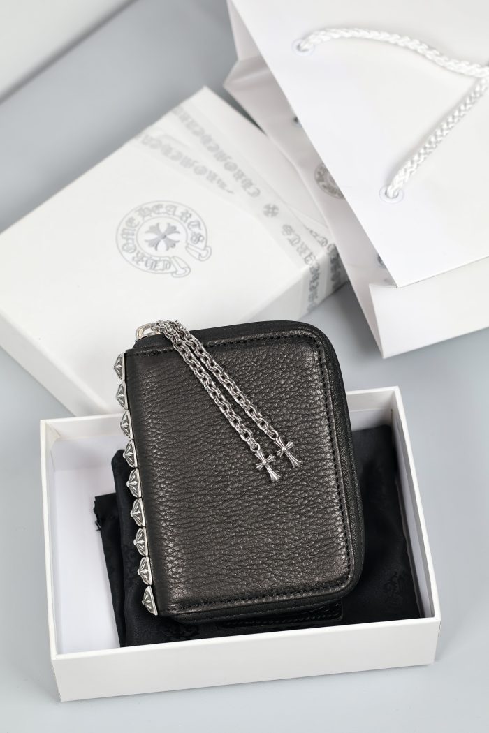 クロムハーツ Chrome Hearts 3サイドジップ ヘビーレザーウォレット ブラック