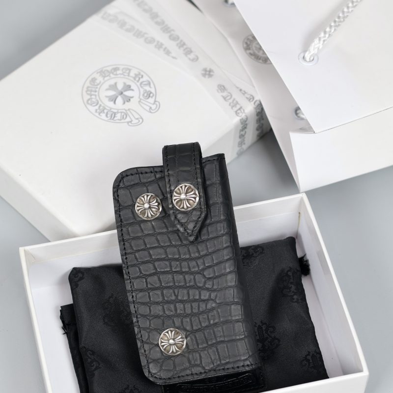 クロムハーツ CHROME HEARTS デストロイレザーキーケース ブラック キーホルダー
