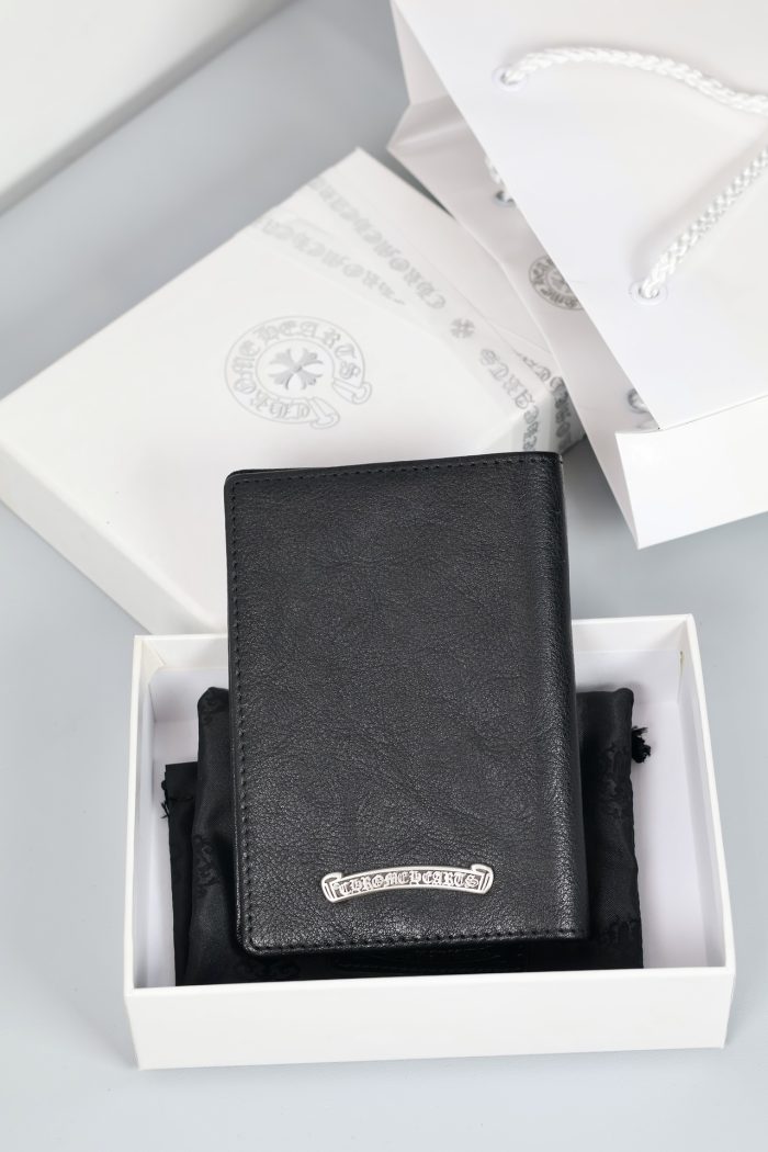 クロムハーツ CHROME HEARTS BSフレア シルバー925 パスポートケース ブラックレザー - 画像 (2)