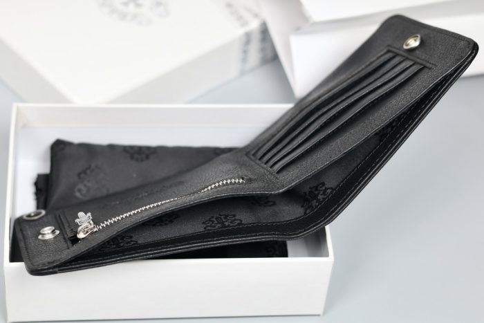 クロムハーツ CHROME HEARTS 1スナップ クロスボタン付き ブラックレザーウォレット - 画像 (9)