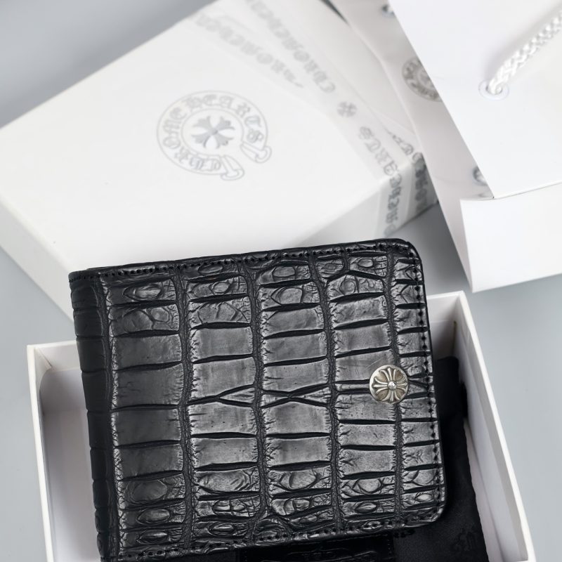 クロムハーツ Chrome Hearts 1スナップアリゲーターレザーウォレット クロスボールボタン付き