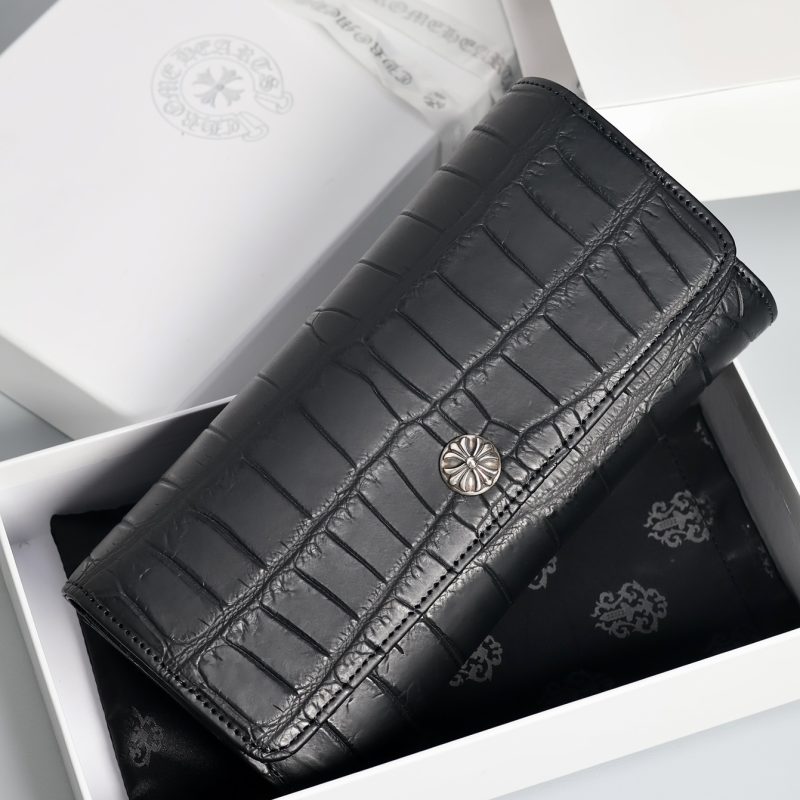 クロムハーツ Chrome Hearts JUDY ジュディ クロスボタン アリゲーターレザーウォレット財布 ブラック シルバー