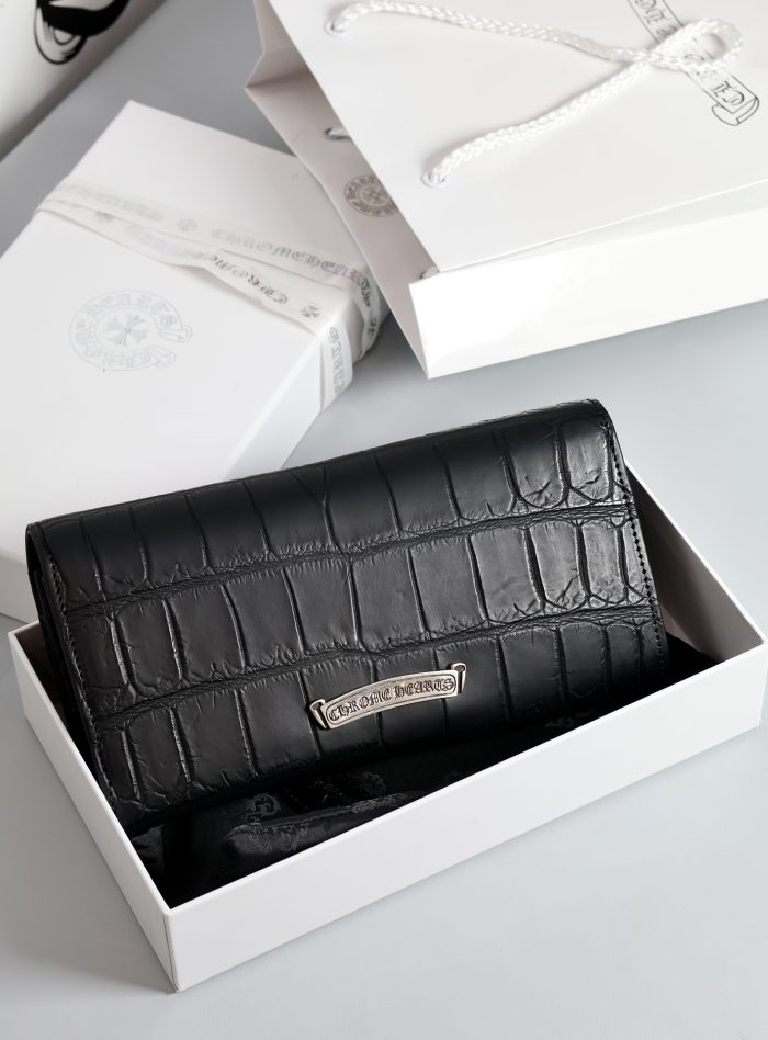 クロムハーツ Chrome Hearts JUDY ジュディ クロスボタン アリゲーターレザーウォレット財布 ブラック シルバー - 画像 (3)