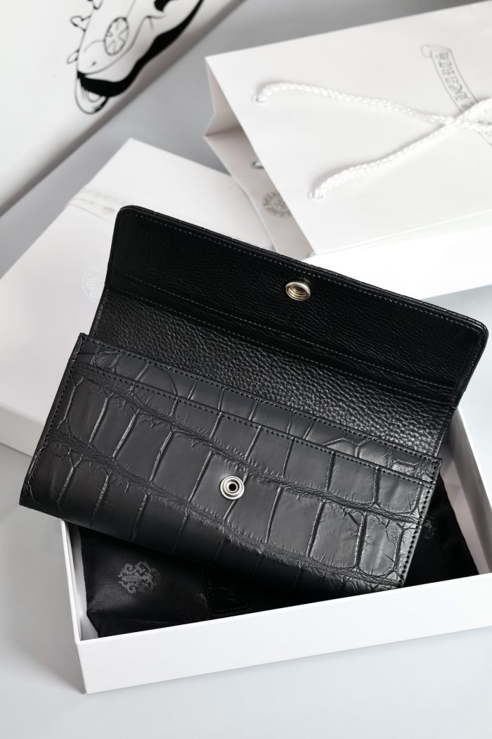 クロムハーツ Chrome Hearts JUDY ジュディ クロスボタン アリゲーターレザーウォレット財布 ブラック シルバー - 画像 (4)