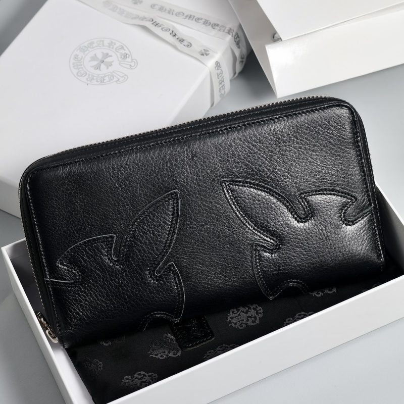 クロムハーツ Chrome Hearts REC F ZIP ダブルフレアニー ラウンドファスナー長財布 ブラックレザー シルバー925