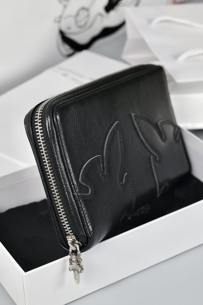 クロムハーツ Chrome Hearts REC F ZIP ダブルフレアニー ラウンドファスナー長財布 ブラックレザー シルバー925 - 画像 (3)