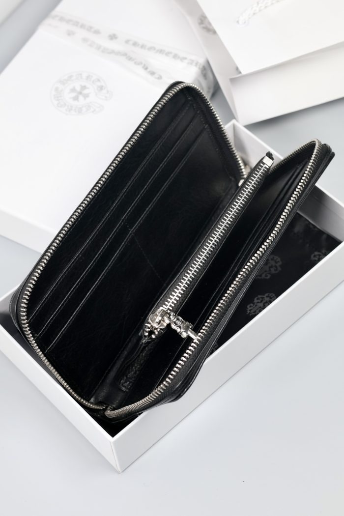 クロムハーツ Chrome Hearts REC F ZIP ダブルフレアニー ラウンドファスナー長財布 ブラックレザー シルバー925 - 画像 (6)