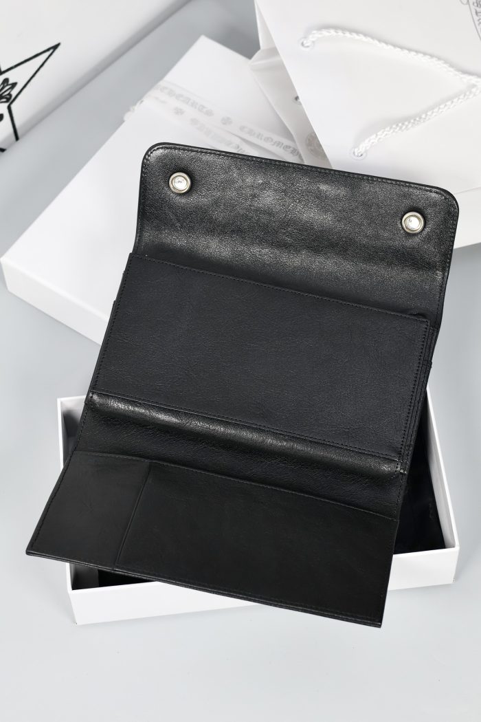 クロムハーツ CHROME HEARTS WAVE 三つ折りウォレット ブラック クロスボタン装飾 - 画像 (6)