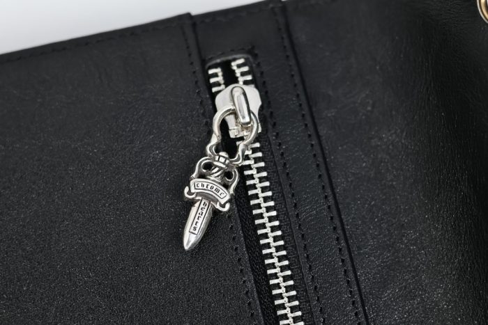 クロムハーツ CHROME HEARTS WAVE 三つ折りウォレット ブラック クロスボタン装飾 - 画像 (8)
