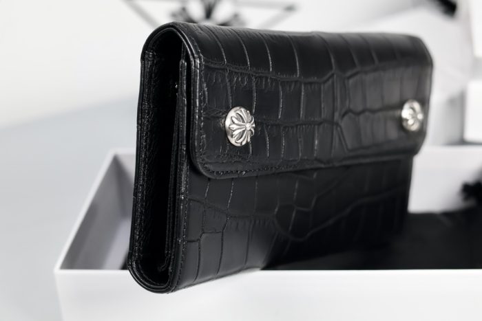 クロムハーツ WAVE ALLIGATOR ウェーブ クロコダイルレザーウォレット クロスボタン付き ブラック - 画像 (5)