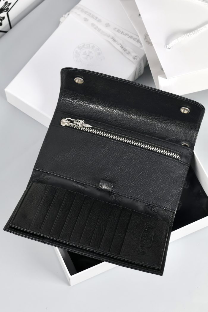 クロムハーツ WAVE ALLIGATOR ウェーブ クロコダイルレザーウォレット クロスボタン付き ブラック - 画像 (7)