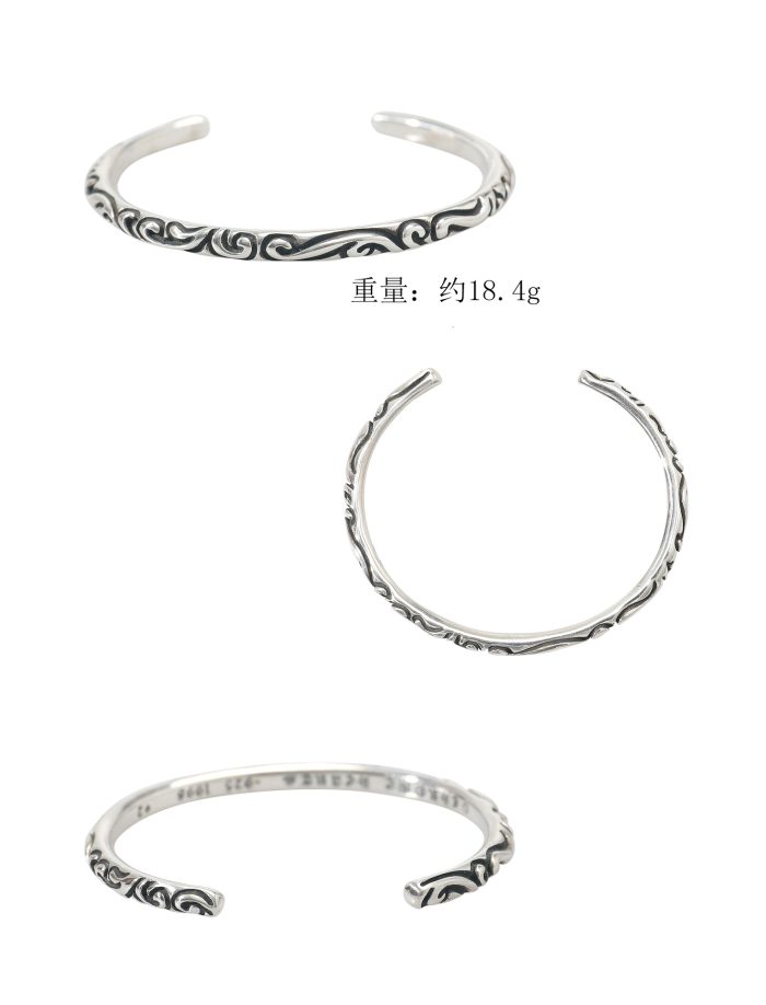 クロムハーツ CHROME HEARTS スクロールバンドバングル シルバーブレスレット 上品な彫刻デザイン - 画像 (9)