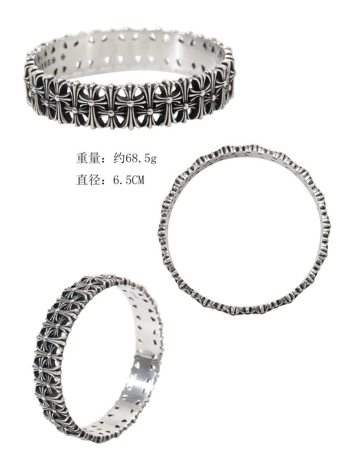 クロムハーツ CHROME HEARTS セメタリークロスバングル シルバー925 重厚感のあるデザインアクセサリー - 画像 (8)