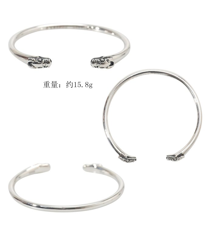 クロムハーツ CHROME HEARTS ダブルドッグバングル シルバーブレスレット 独特な存在感 - 画像 (9)