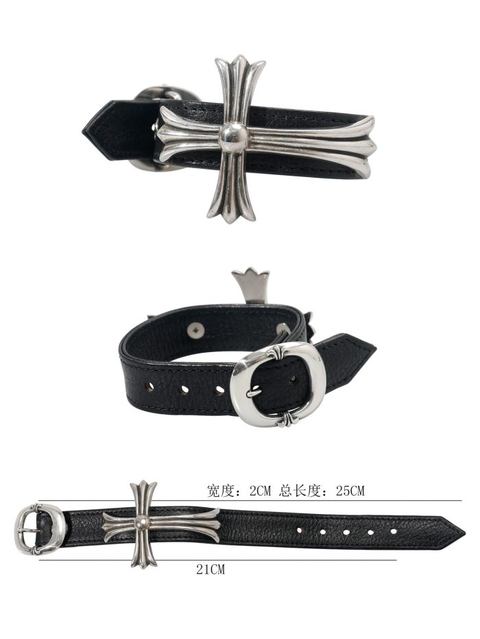 クロムハーツ BENT CH CROSS レザーブレスレット ガンスリンガー シルバーアクセ - 画像 (11)