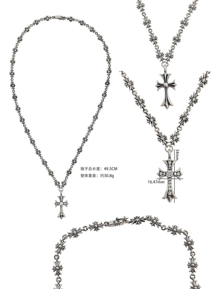 クロムハーツ CHROME HEARTS ダイヤモンド 20インチ タイニーE CHプラス＆タイニーファットクロスチャーム パヴェネックレス - 画像 (11)
