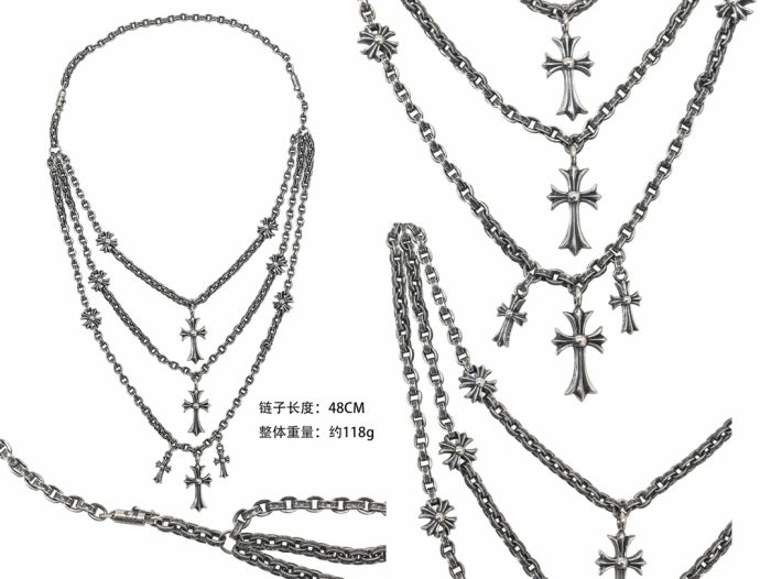 クロムハーツ CHROME HEARTS 3連タイニーファットクロス CHプラス ペーパーチェーン ネックレス - 画像 (11)