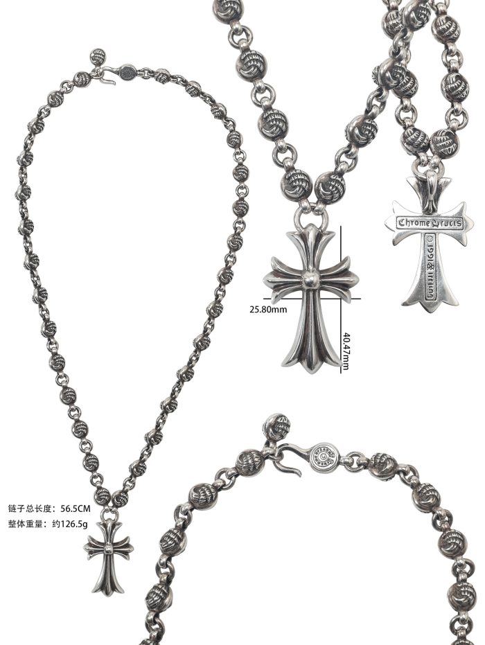 クロムハーツ CHROME HEARTS CHクロスペンダント クロスボールネックレス シルバー925 24インチ - 画像 (12)