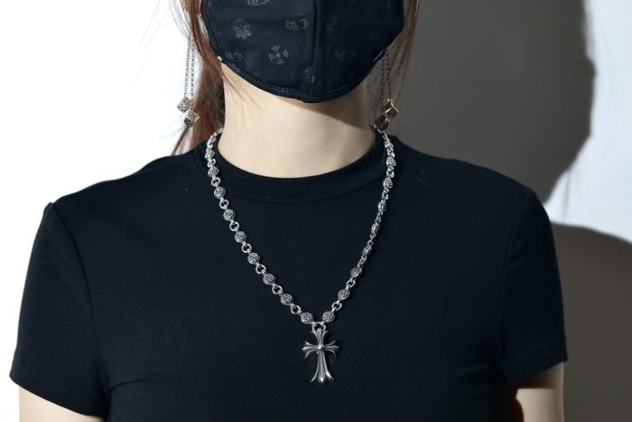 クロムハーツ CHROME HEARTS CHクロスペンダント フローラルボールルネックレス シルバー925 24インチ