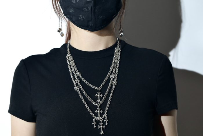 クロムハーツ CHROME HEARTS 3連タイニーファットクロス CHプラス ペーパーチェーン ネックレス