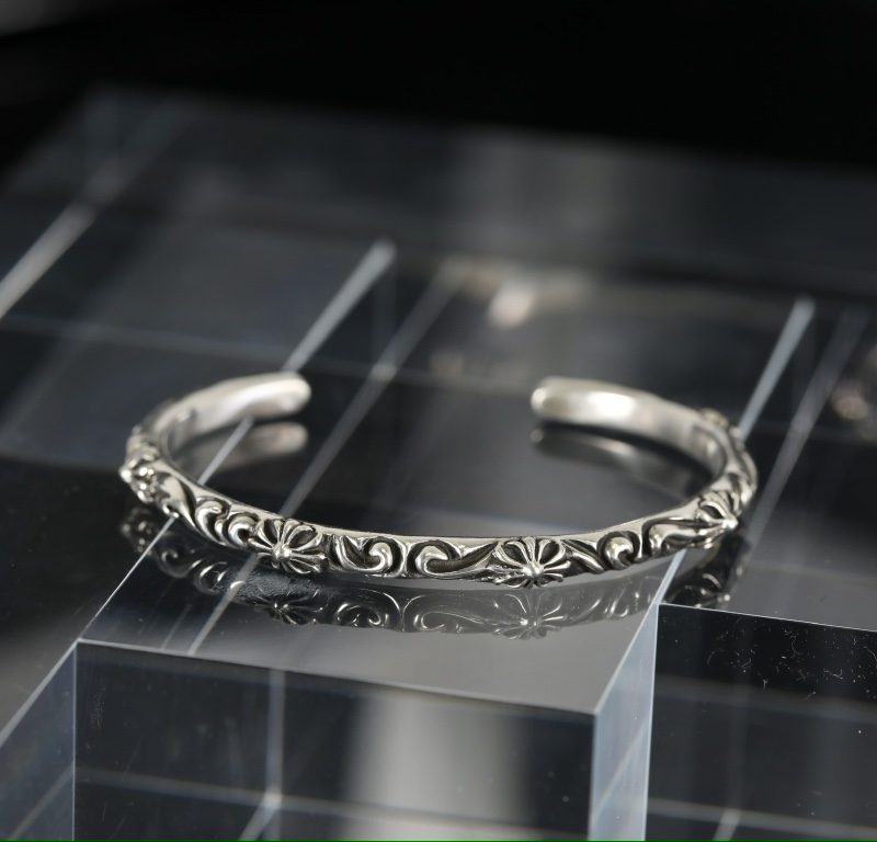 クロムハーツ CHROME HEARTS SBTバンドバングル クロススクロール シルバー925