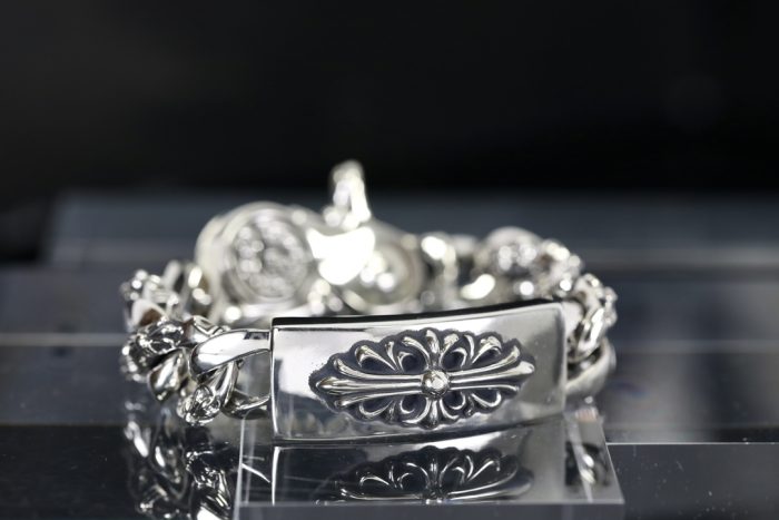 CHROME HEARTS クロムハーツ フローラルクロス IDクリップ ファンシーチェーン シルバーブレスレット