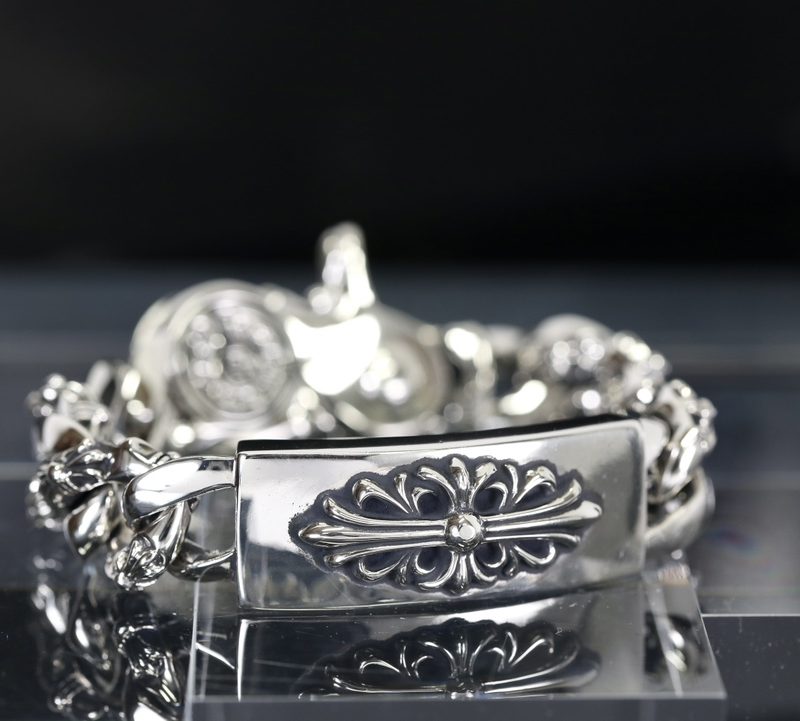 CHROME HEARTS クロムハーツ フローラルクロス IDクリップ ファンシーチェーン シルバーブレスレット