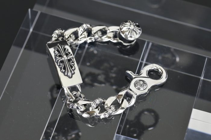 クロムハーツ CHROME HEARTS  フローラルクロス IDクリップ ファンシーチェーン シルバーブレスレット - 画像 (4)