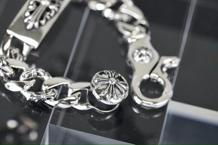 クロムハーツ CHROME HEARTS  フローラルクロス IDクリップ ファンシーチェーン シルバーブレスレット - 画像 (6)