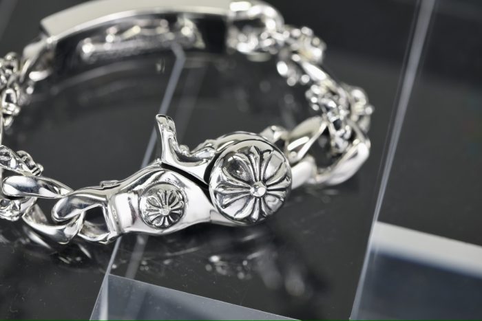 クロムハーツ CHROME HEARTS  フローラルクロス IDクリップ ファンシーチェーン シルバーブレスレット - 画像 (7)