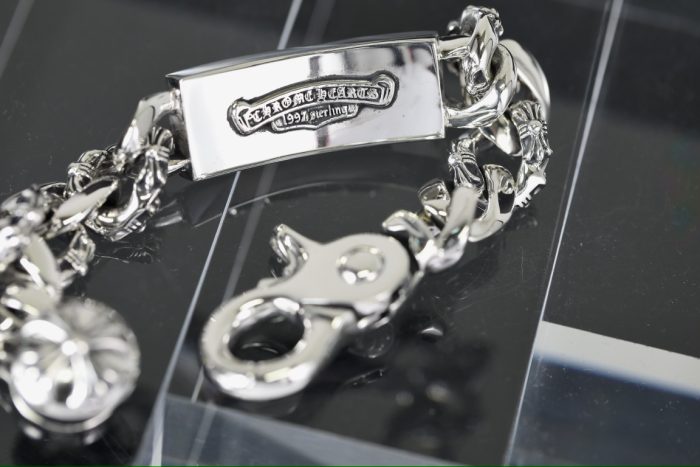 クロムハーツ CHROME HEARTS  フローラルクロス IDクリップ ファンシーチェーン シルバーブレスレット - 画像 (8)
