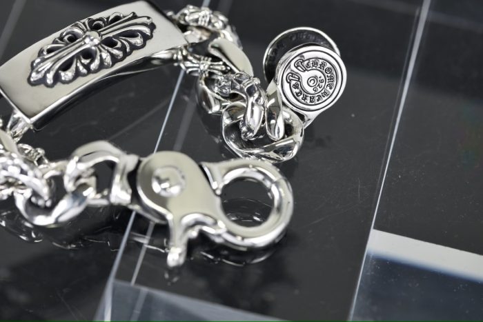 クロムハーツ CHROME HEARTS  フローラルクロス IDクリップ ファンシーチェーン シルバーブレスレット - 画像 (9)