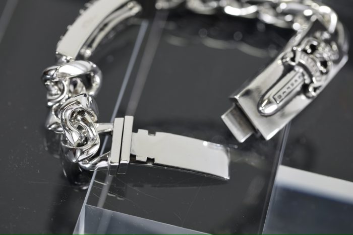クロムハーツ CHROME HEARTS ダブルIDブレスレット 8リンクチェーン フローラルクロス＆ハート シルバーアクセサリー - 画像 (10)
