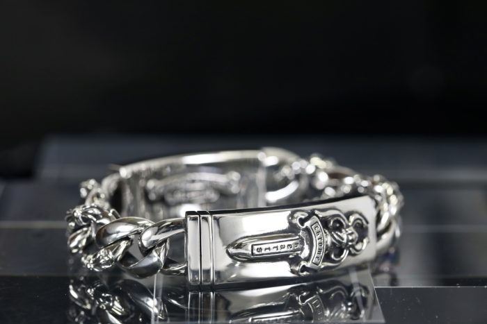 クロムハーツ CHROME HEARTS ダブルIDブレスレット フローラルダガー シルバー925 8リンク