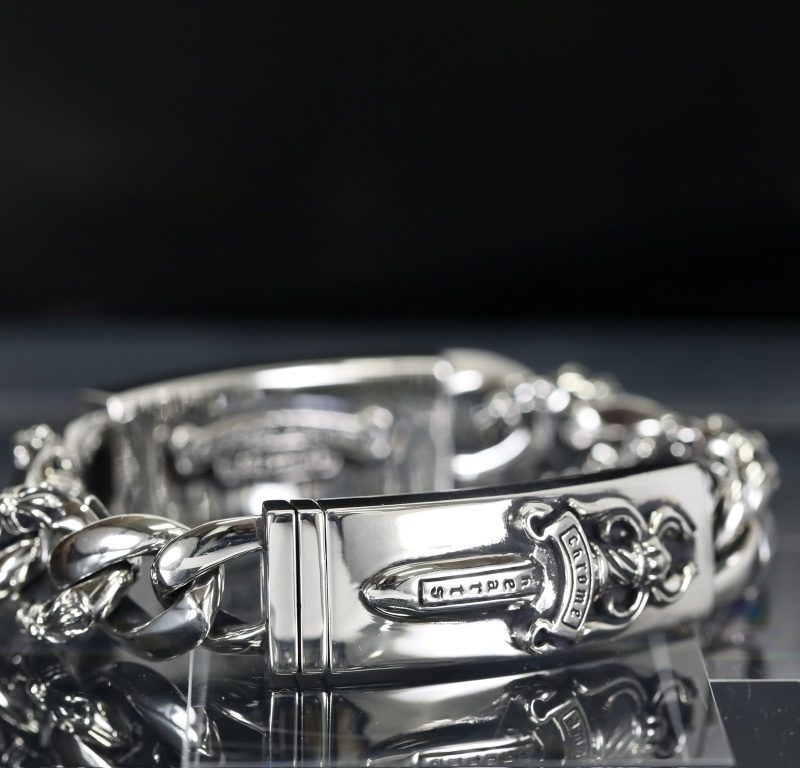 クロムハーツ CHROME HEARTS ダブルIDブレスレット フローラルダガー シルバー925 8リンク
