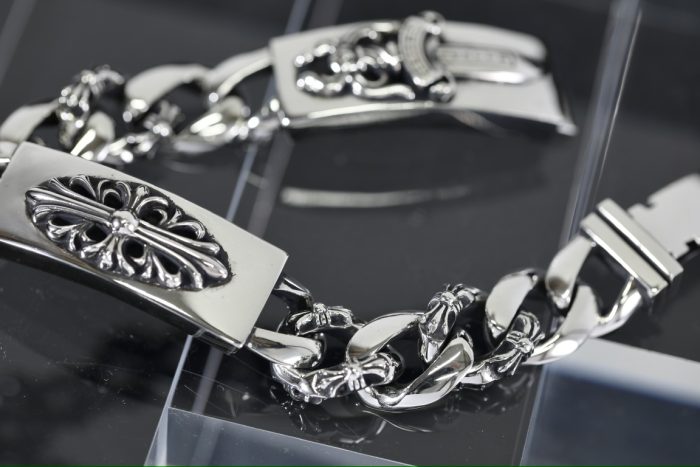 クロムハーツ CHROME HEARTS ダブルIDブレスレット フローラルダガー シルバー925 8リンク - 画像 (5)