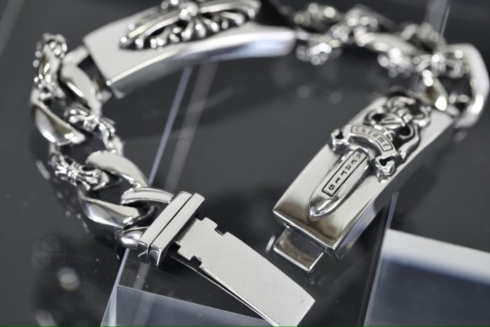 クロムハーツ CHROME HEARTS ダブルIDブレスレット フローラルダガー シルバー925 8リンク - 画像 (6)