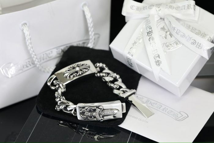 クロムハーツ CHROME HEARTS ダブルIDブレスレット フローラルダガー シルバー925 8リンク - 画像 (8)