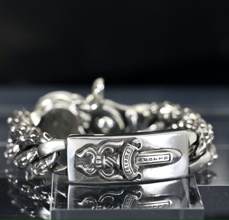 クロムハーツ CHROME HEARTS ダガークリップ IDブレスレット エクストラファンシーリンク 8リンク シルバーブレスレット