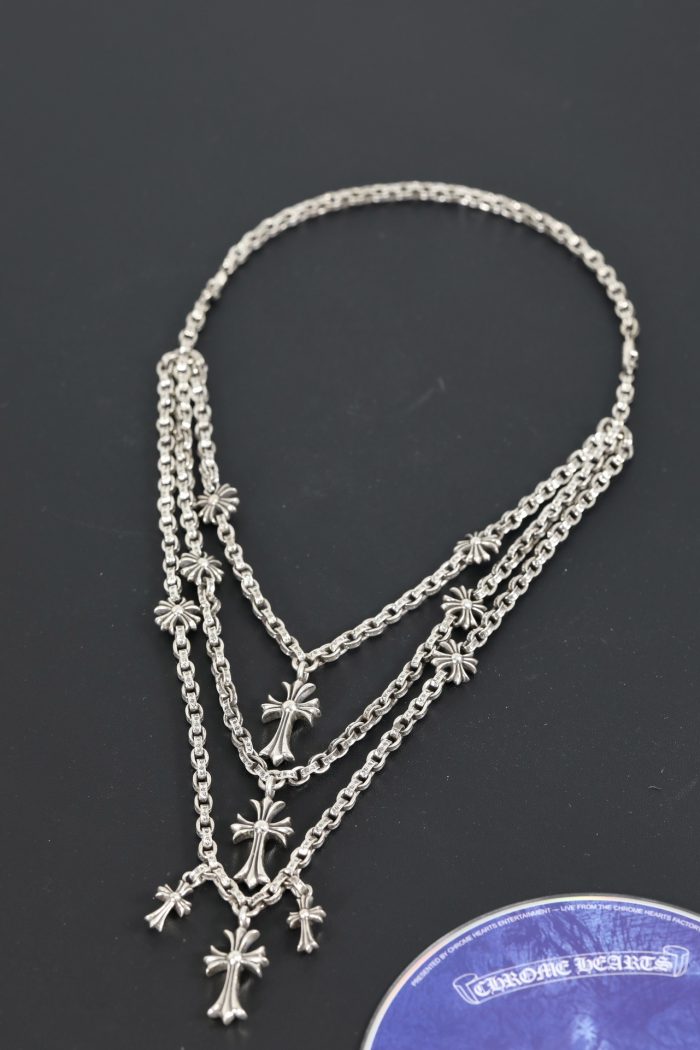 クロムハーツ CHROME HEARTS 3連タイニーファットクロス CHプラス ペーパーチェーン ネックレス - 画像 (2)